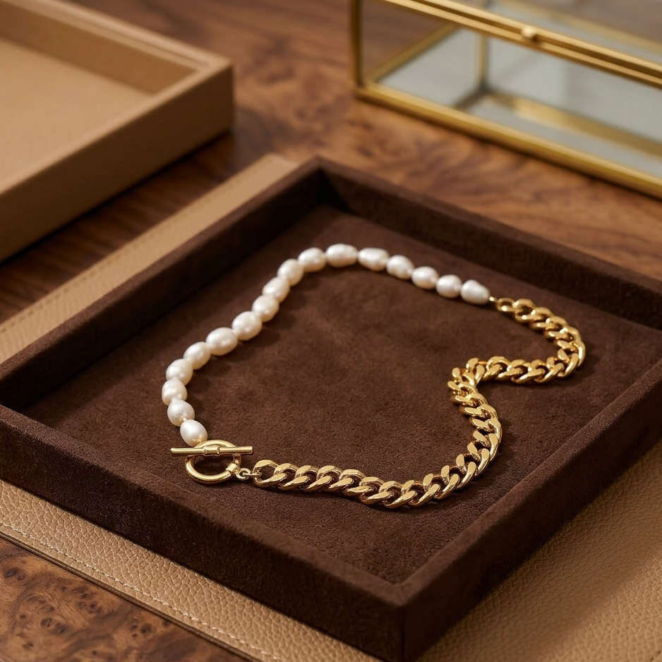 Gold Pearl Necklace